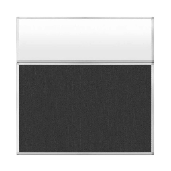 Versare Hush Panel Configurable Cubicle Partition 6' x 6' W/ Window Black Fabric Frosted Window 1852331-3